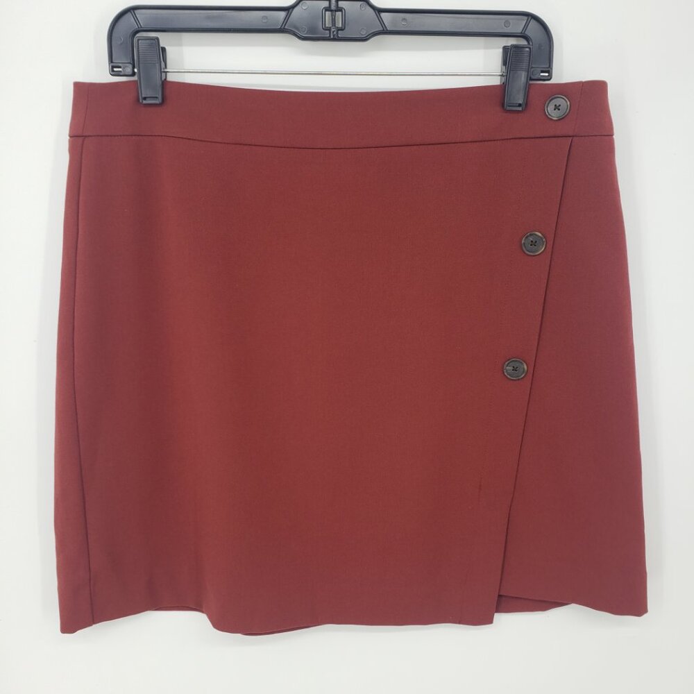 LOFT Asymmetrical Button Mini Skirt
